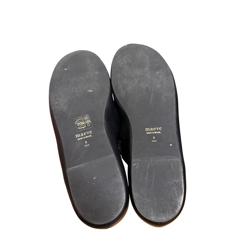 Anthropologie Maeve CrissCross Strap Mary Jane Flats in Black Sz. 9 - Picture 6 of 9